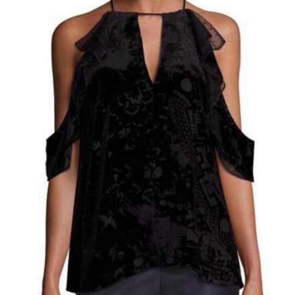 Parker Chelo Cold Shoulder Black Velvet Blouse